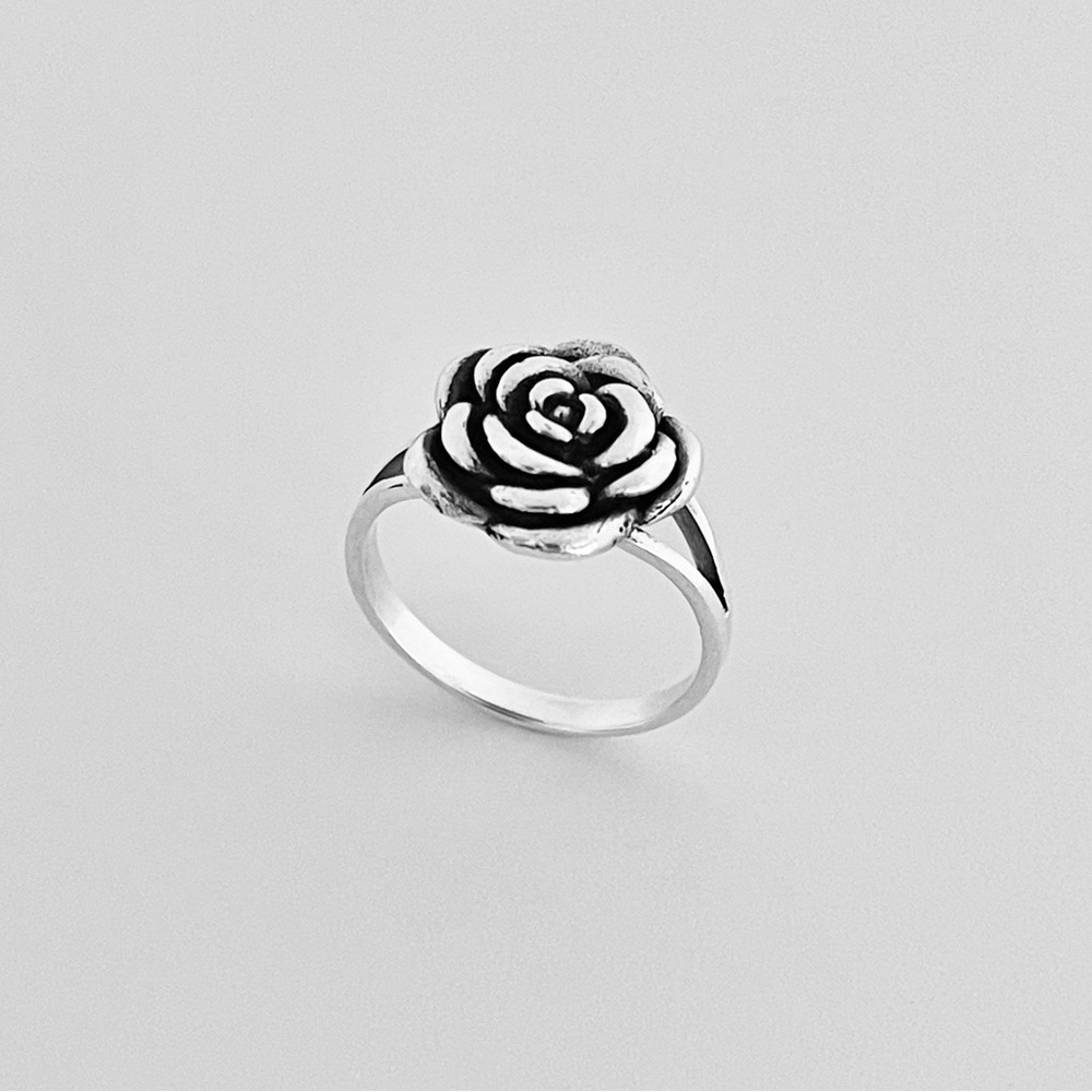 Sterling Silver Rose Ring, Flower Ring, Silver Ri… - image 2